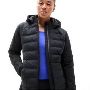 ATHLETA Inlet Detachable Hooded Jacket Down Insulated, Black